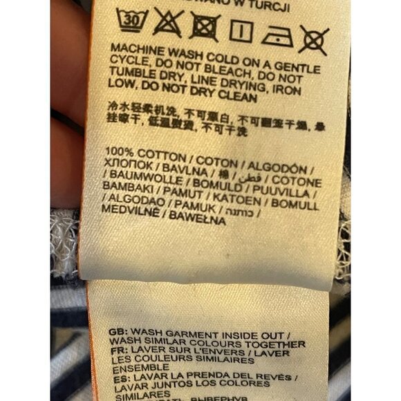 Superdry Blue and White Striped Crew Neck Rope Lettering Short Sleeve Tee Size 8 - Picture 12 of 12